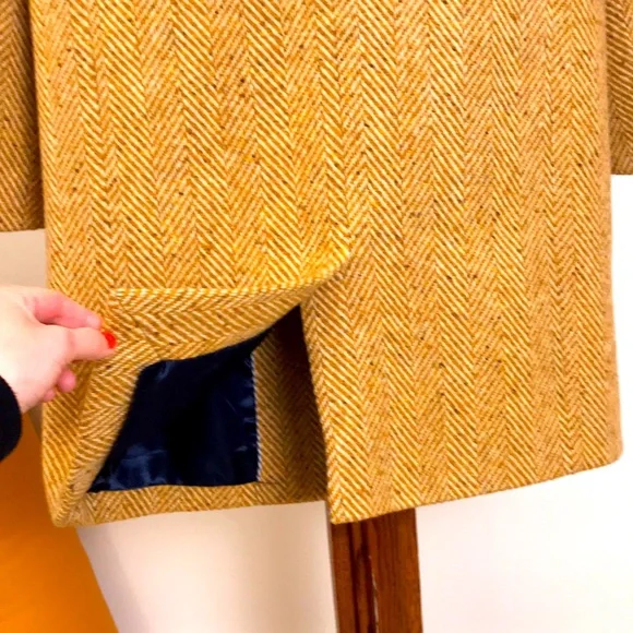 J. Crew Gold Yellow Marled Wool Herringbone Winter Topcoat Coat 00 XXS